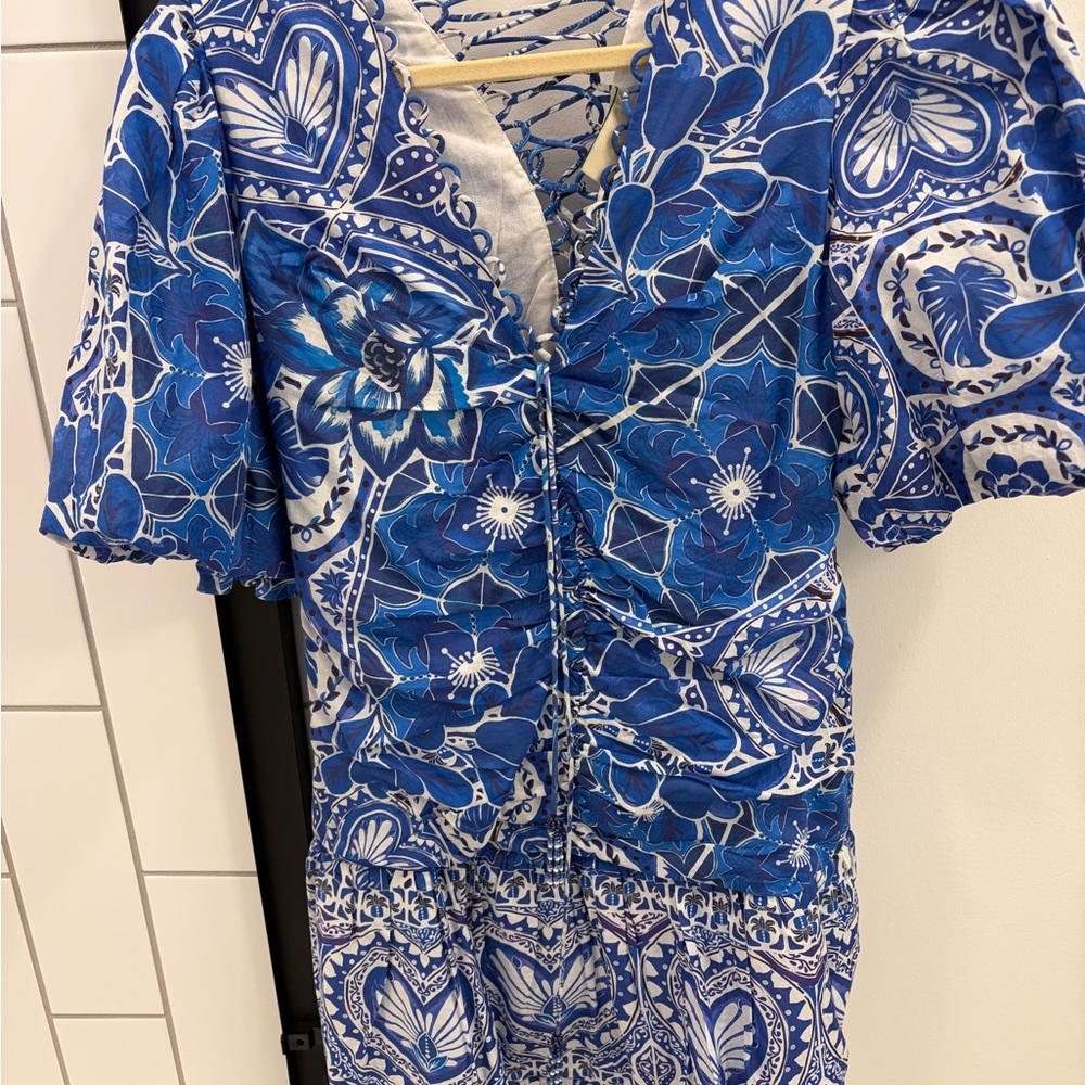 FARM Rio Blue Floral Mini Dress - Picture 3 of 8